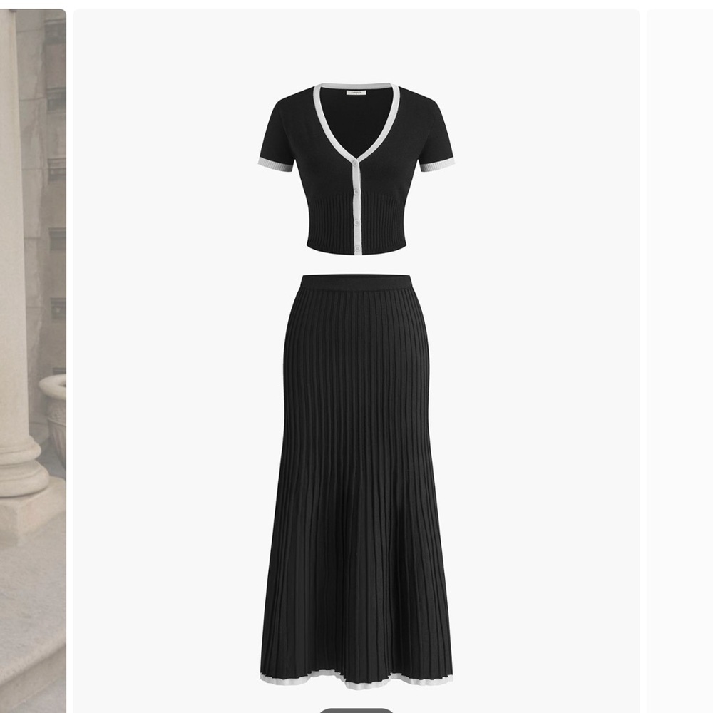 BRAND NEW Minimalism Contrast Trim Sweater Skirt Set